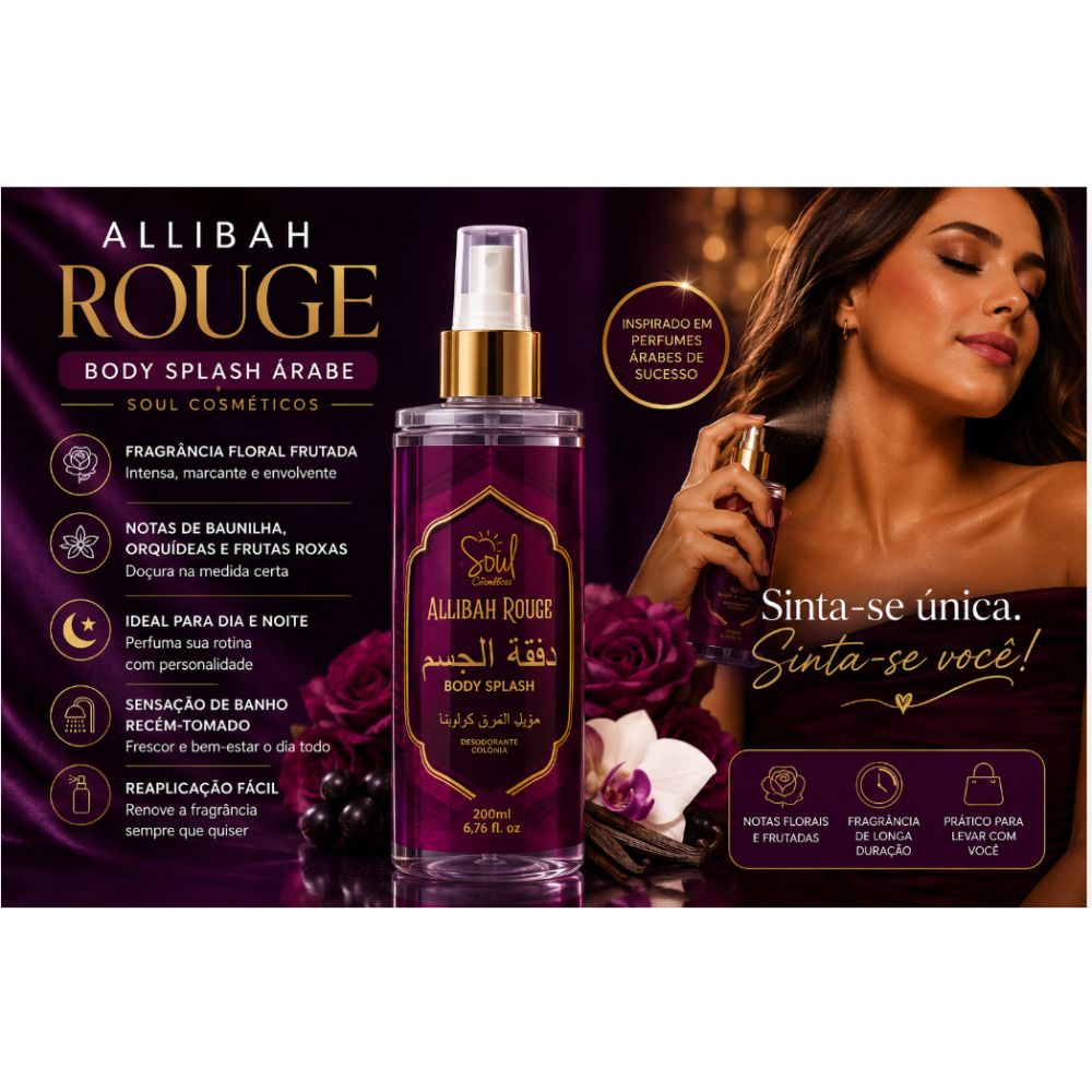 SOUL COSMETICOS BODY SPLAH ARABE FEMININO ALLIBAH ROUGE 200ML - Image 3