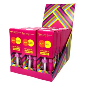 BOX COM 24 UNIDADES DE KIT GLOSS - DUPLA LABIAL HIDRATANTE MAX LOVE – CORES 07 E 13