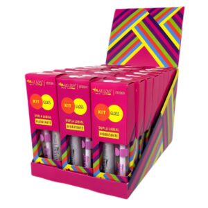 BOX COM 24 UNIDADES DE KIT GLOSS DUPLA LABIAL HIDRATANTE MAX LOVE – CORES 07 E 14