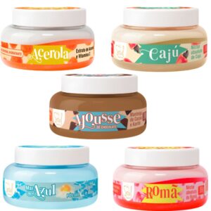 KIT COM 05 GELEIAS HIDRATANTE CORPORAL SOUL COSMETICOS - ACEROLA, CAJU, MAR AZUL, MOUSSE CHOCOLATE E ROMÃ