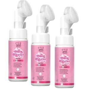 KIT COM 3 UNIDADES DE MOUSSE MICELAR ROSA MOSQUETA SOUL COSMETICOS